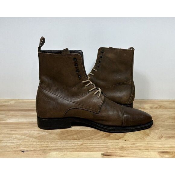 Gucci Boot Men’s Size 10 E Brown Leather Cap Toe Military Classic Ankle Tom Ford - Picture 8 of 11